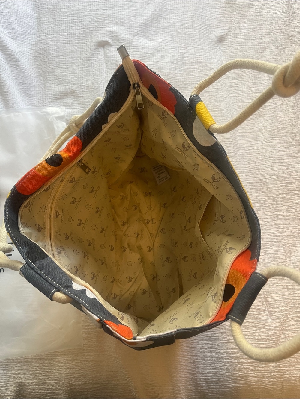 Farm House is My Style SummerBlooms Canvas Tote w/Rope Handles-GY, YW,OR WHT - Picture 3 of 4